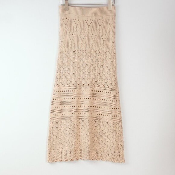 House of Harlow Crochet Knit Midi Skirt Cream - Size XS - Picture 2 of 6